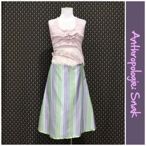 New Anthropologie Striped Crinoline & Chiffon Skirt by Snak Pastel Green Pink 12